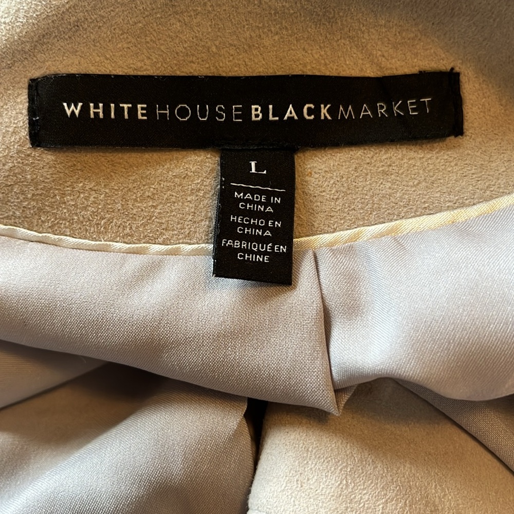 WhiteHouseaBlackMarket Light Gray Genuine Suede Jacket w/Fringe lace up Size L - Picture 15 of 17